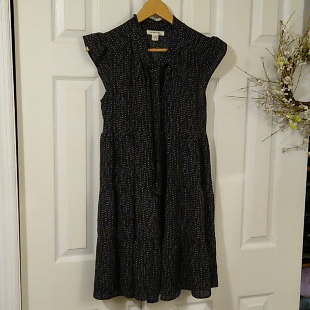 New small polka dots dress with tie neck